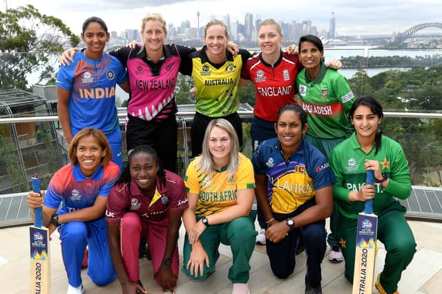 The captains of the competing teams in the Twenty20 women's World Cup in Australia, (front row, L to R) Thailand's Sornnarin Tippoch, West Indies's Stafanie Taylor, South Africa's Dane van Niekerk, Sri Lanka's Chamari Atapattu, Pakistan's Bismah Maroof and (back row, L to R) India's Harmanpreet Kaur, New Zealand's Sophie Devine, Australia's Meg Lanning, England's Heather Knight, Bangladesh's Salma Khatun pose during a photo Shoot at Taronga Zoo in Sydney (Picture: SAEED KHAN/AFP via Getty Images)