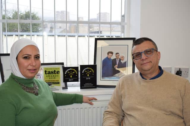 Business woman and former refugee Razan Alsour with partner Raghid Sandouk