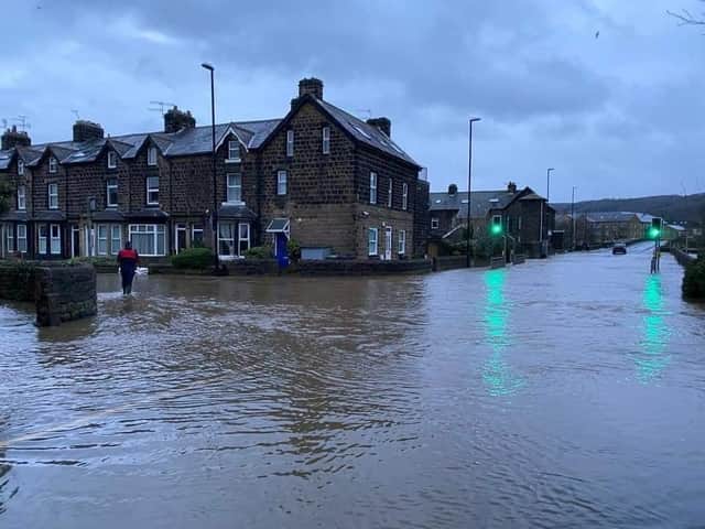 Flooding in Otley on Saturday morning. Photo: Joseph Peel