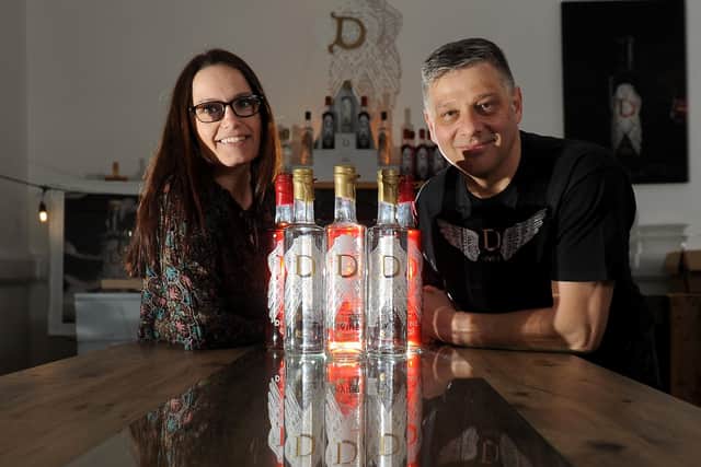 Divine Gin at New Mill in Holmfirth. Ray and Rachel Woolhead pictured on February 24. Picture: Simon Hulme