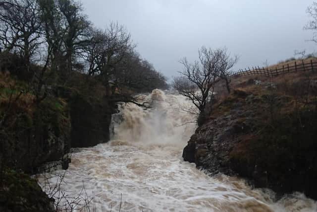 Beezley Falls on the River Doe in full spate after Monday's snow Picture: Anna Jackson