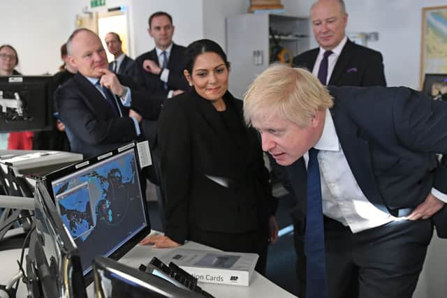 Home Secretary Priti Patel with Prime Minister Boris Johnson during the election.