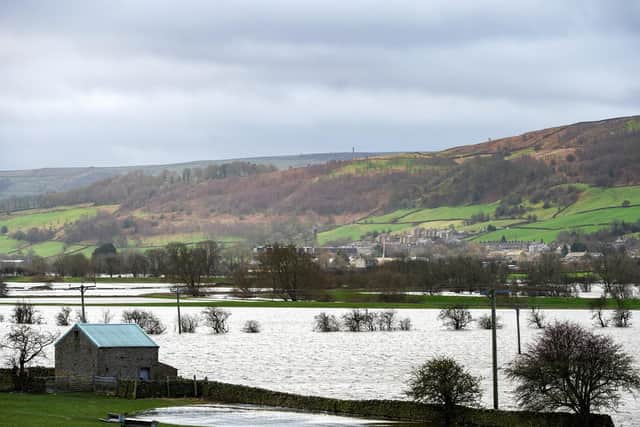 The flood catchment area alongside the River Aire further upstream near Skipton three days ago