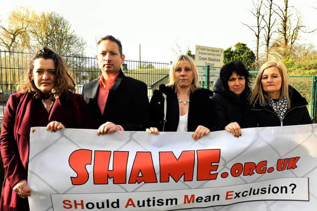 Some of the members of the SHAME group, set up to challenge a decision to end a post-16 partnership for children with specialist educational needs.