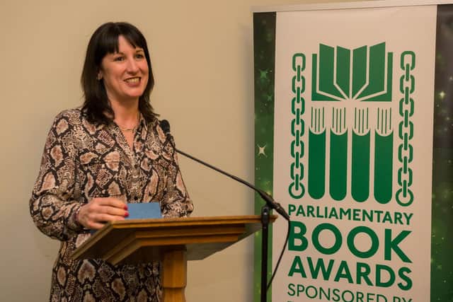 Rachel Reeves receiving her award. Photo: Parliamentary Book Awards