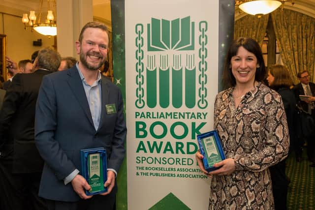Rachel Reeves and James O'Brien with their awards. Photo: Parliamentary Book Awards
