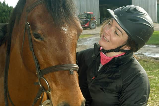 Shirley Haywood, 44, pictured with horse Tilly in Escrick. Image: Gary Longbottom.