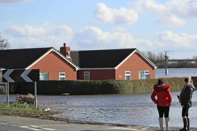 Floods in the town of East Cowick, Yorkshire, after heavy rain and strong winds brought by Storm Jorge battered the UK overnight. Picture: Danny Lawson/PA