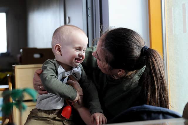 Olga Dolganiuc pictured with her one year old son David at the HENRY project in Bradford. Photo credit: Simon Hulme