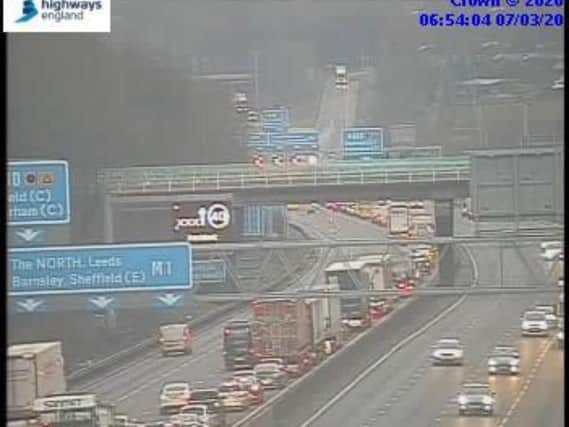 Traffic was moving slowly around the aftermath of the crash. Credit: Highways England