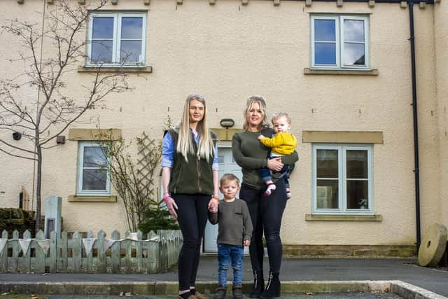 From left to right: Sophie Handley, 15, pictured with brother Oscar, 3 and mother Charlotte Handley holding one-year-old son Oscar. The family are currently in "limbo" due to a lack of affordable housing in the village.  Photo credit: Tony Johnson