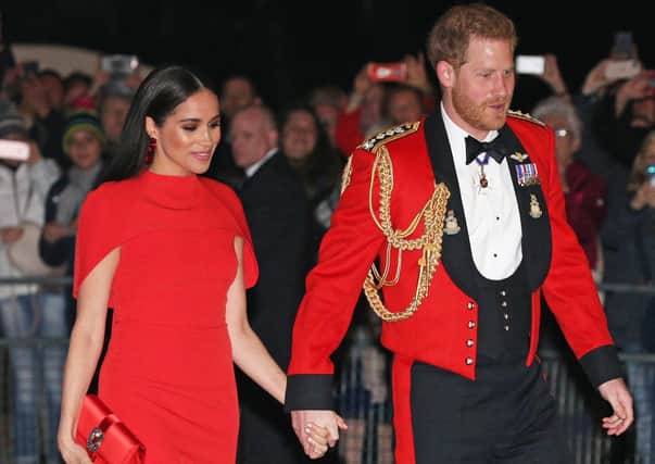 The Duke and Duchess of Sussex arrive at the Royal Albert Hall in London to attend the Mountbatten Festival of Music.