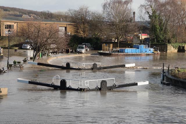 Even Brighouse's canal basis flooded during the recent storms.