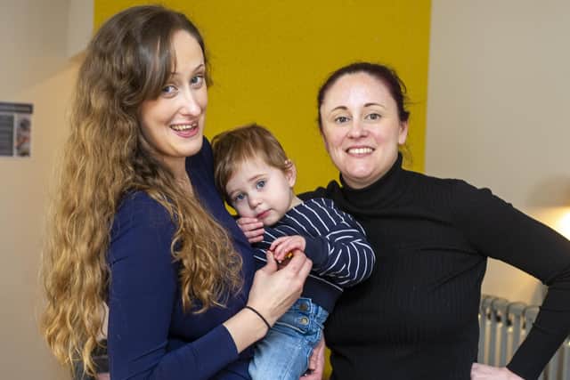 Rebecca Elsworth, owner of Elsworth Kitchen, right, with her sister Claire Wilkin and nephew Charlie. Picture Tony Johnson