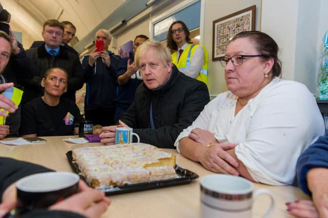 This was Boris Johnson when he met flooding victims in South Yorkshire during the election.