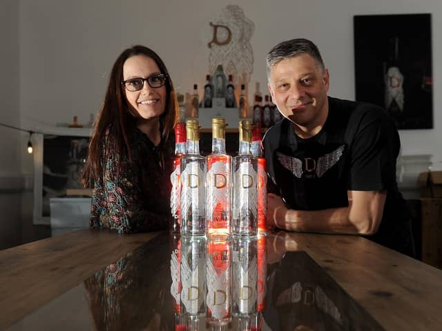 Rachel and Ray Woolhead at Divine Gin in Holmfirth.