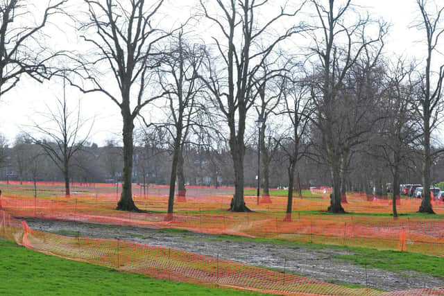 Some areas of West Park remain fenced off