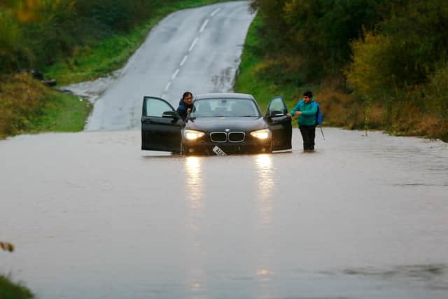 Motorists became stranded in Whiston when the River Don flooded.