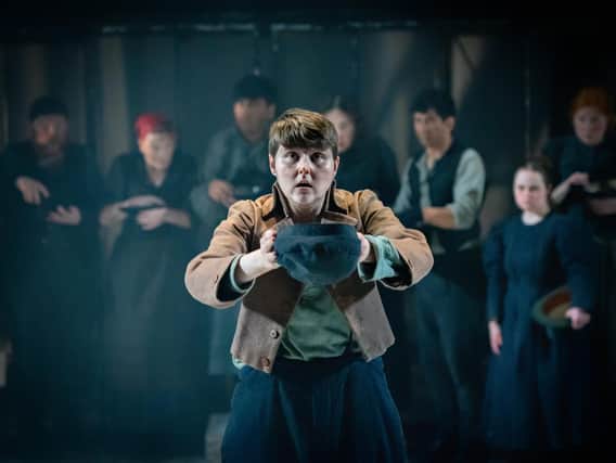 Brooklyn Melvin (Oliver) in Oliver Twist at Leeds Playhouse. Picture: Anthony Robling
