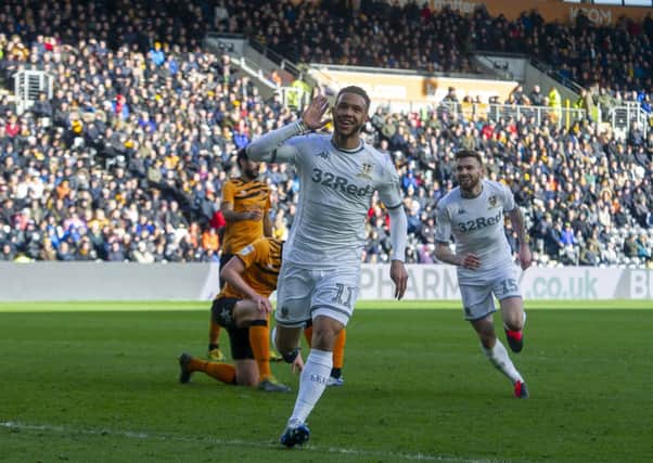 Substitute Tyler Roberts celebrates his first goal for Leeds United against Hull City last month. Picture: Tony Johnson.