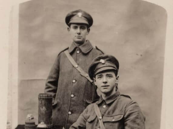 Albert Clayton (standing) pictured with another soldier - the picture was rediscovered with his memoirs of the First World War