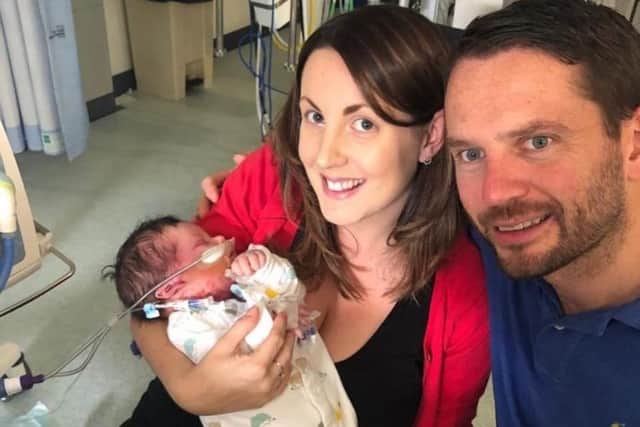 Paul, Natasha and Ralph Gibbs. The family, from Baildon, have pledged a year of fundraising for the Sick Children's Trust after the charity supported them through a lengthy stay in hospital.