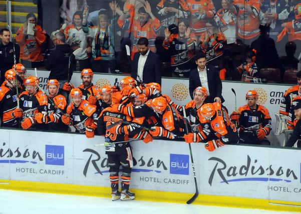Aaron Fox on the Sheffield Steelers' bench during last Sunday's Challenge Cup Final win over Cardiff Devils. Picture courtesy of Dave Williams/EIHL.