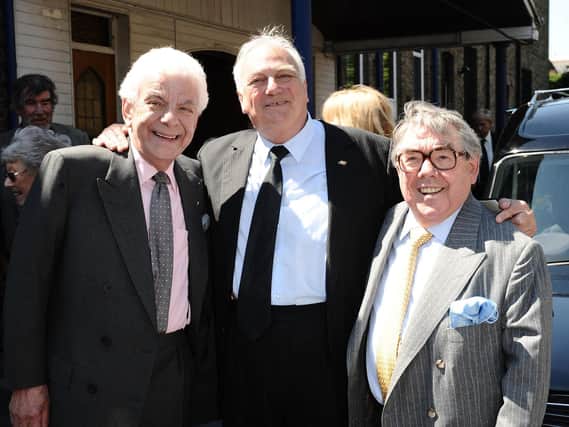 Roy Hudd (centre) alongside fellow entertainers Barry Cryer and Ronnie Corbett in 2009.