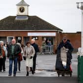 Racegoers arrive at Market Rasen Racecourse on Sunday. (Picture: Nigel French/PA Wire)