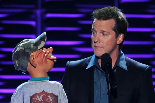 Comedian Jeff Dunham performs onstage during the American Country Awards 2010 held at the MGM Grand Garden Arena on December 6, 2010 in Las Vegas, Nevada.  (Photo by Kevin Winter/Getty Images)