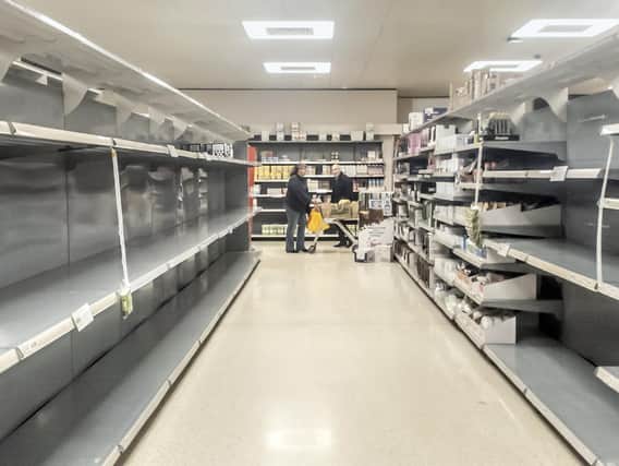Empty supermarket shelves in Coton near Leeds, Yorkshire. Picture: Danny Lawson/PA Wire