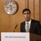 Chancellor Rishi Sunak speaks during a 10 Downing Street press conference.