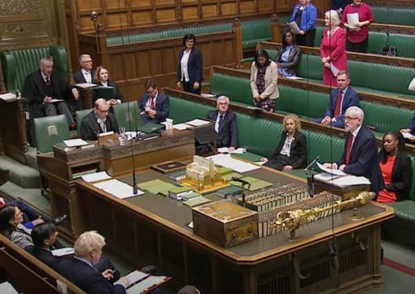 This was the scene at Prime Minister's Questions when MPs observed social distancing.