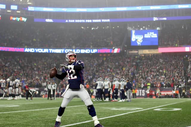 Legend - Tom Brady #12 of the New England Patriots warms up during the AFC Wild Card Playoff game against the Tennessee Titans at Gillette Stadium on January 04, 2020 in Foxborough, Massachusetts. (Picture: Maddie Meyer/Getty Images)