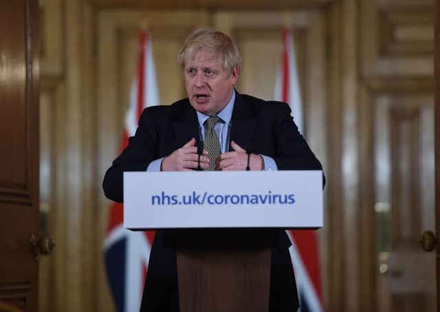 Prime Minister Boris Johnson at a daily press conference.
