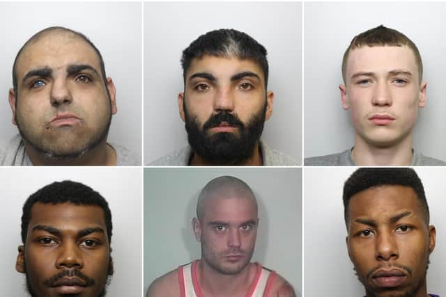 Clockwise from top left: Darren Judge, Rhys Judge, Joe Garbutt, Karl David, Neil Jennings and Marcus Quashie. Pictures: West Yorkshire Police