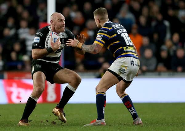 Gareth Ellis in action for Hull FC against Leeds Rhinos at the start of the season (Picture: PA)