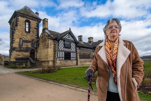 Helena Whitbread, whose first volume of Anne Lister's diaries was published in 1988, outside Shibden Hall in Halifax. (James Hardisty).