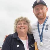 Janet Bairstow, a new vice president of Yorkshire County Cricket Club, with her son Jonny.