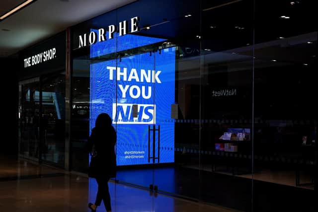 A general view of signage showing its appreciation to the NHS amid the coronavirus outbreak in London. Photo: John Walton/PA Wire