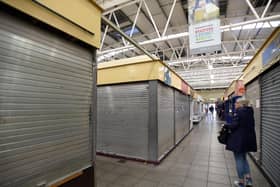 The Oastler Centre market in Bradford, where all non-food stalls were forced to close from today due to coronavirus. Photo: Asadour Guzelian