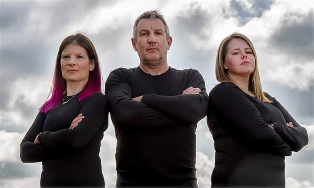Amy Wood, right,  from Leeds who will be rowing the Atlantic with friends Mark Sealey and Julie Paillin. Pictures:Jason Skarratt