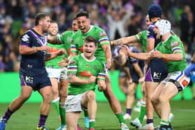 Canberra Raiders' John Bateman scores a try during the NRL Qualifying Final clash against Melbourne Storm in September last year. Picture: Quinn Rooney/Getty Images.