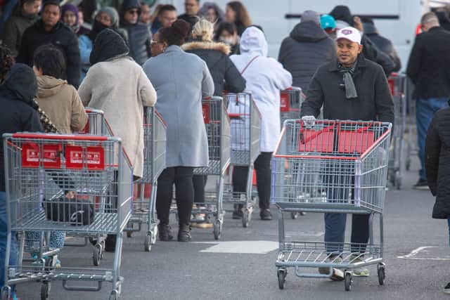 Large queues continue at many supermarkets - despite Boris Johnson's restrictions.