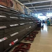 Supermarket shelves have been left empty through panic buying.