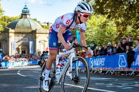 Lizzie Deignan climbs up Cornwall Road from the Pump Room.UCI World Championships 2019.  Elite Women Road Race.  Harrogate.  (Picture: Bruce Rollinson)