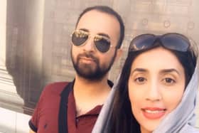 Husnain Rashid and Meymuna Ali flew to Bali for their honeymoon but say they cannot get on a flight back to the UK. Photo provided by the couple.