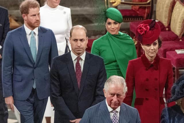 The Prince of Wales with members of the Royal Family at the Commonwealth Day service on March 9.