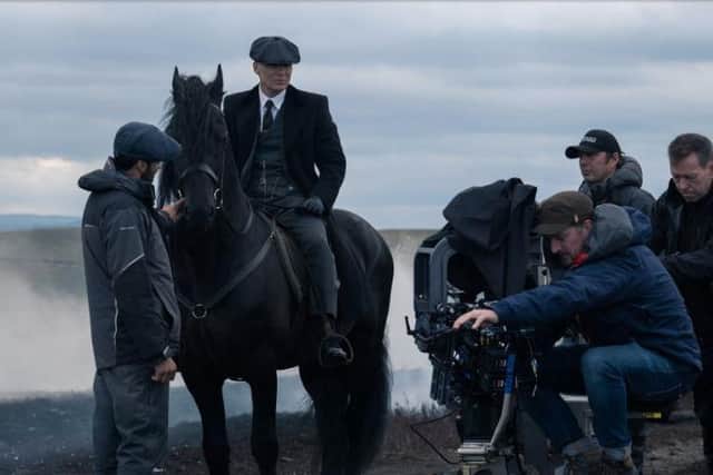 Cillian Murphy as Tommy Shelby during the production of Peaky Blinders. Picture: BBC.
