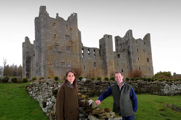 Tom Orde-Powlett pictured with his wife Katie at Castle Bolton, near Leyburn..Picture by Simon Hulme